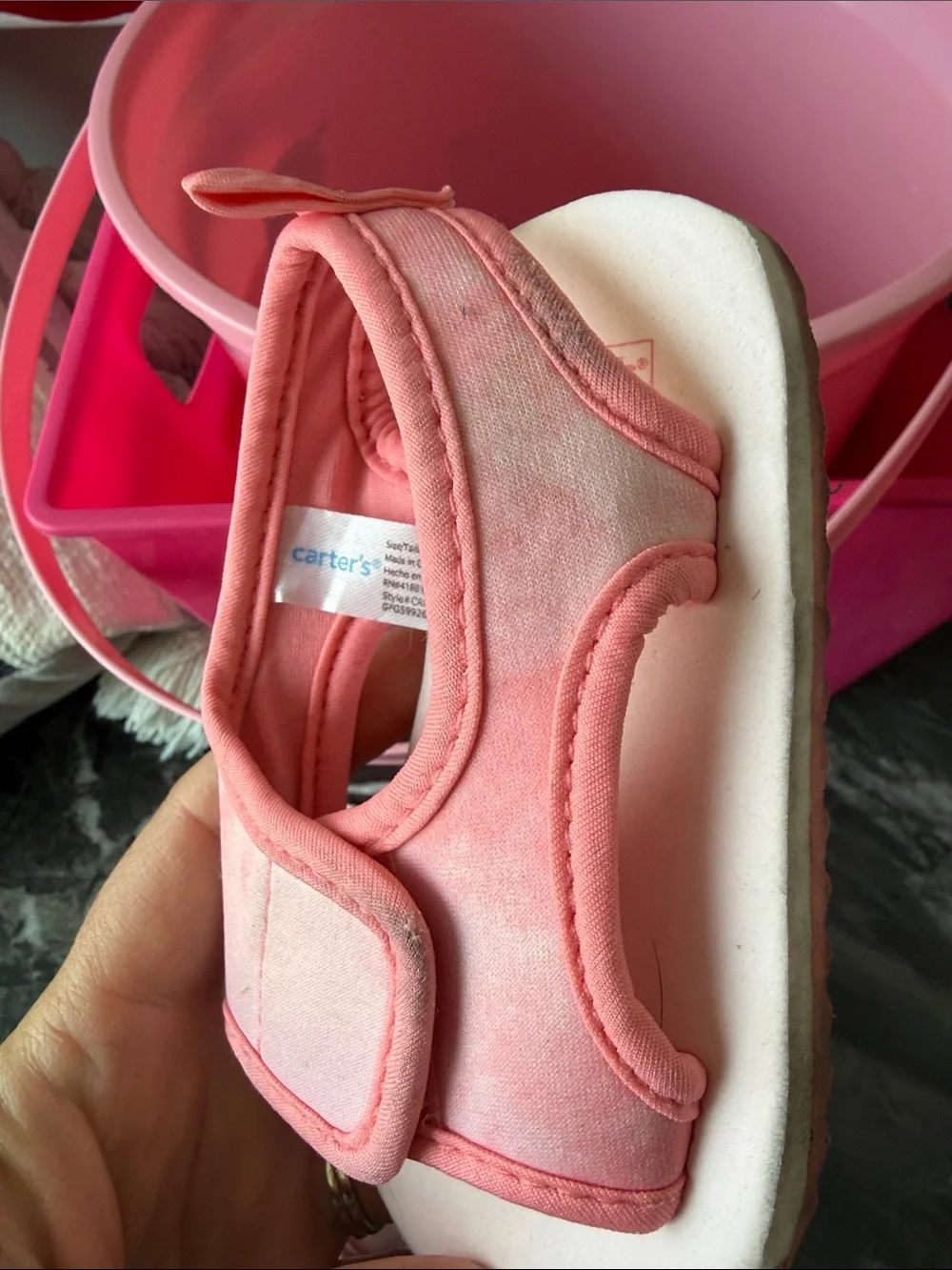Carter's Coral Pink Baby Water Sandals with Velcro Straps